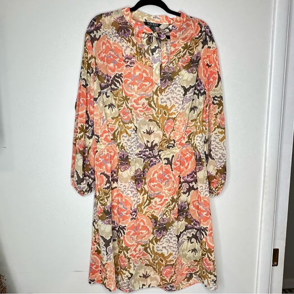 Lauren Ralph Lauren Dresses & Skirts - Lauren Ralph Lauren Long Sheer Floral Dress Womens Elastic Waist